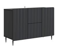 GeenYuu Buffet noir en bois 89 x 34,5 x 62 cm avec 2 tiroirs et 2 portes, buffet moderne pour salon, salle à manger, couloir, espace de rangement, commode, armoire, étagère, organisateur