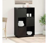 GeenYuu Buffet Noir en Bois Massif de pin 74x35x117 cm avec Porte réversible Meuble Rangement pour Salon Salle à Manger Bureau entrée offrant Espace organisé et Design Rustique Naturel