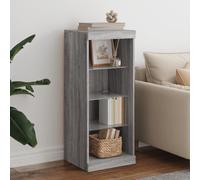 GeenYuu Buffet Sonoma Gris avec lumières LED réglables 41x37x100 cm, Meuble Rangement Bois d'ingénierie et Verre, Armoire vitrine pour Salon Salle à Manger Cuisine, Console Commode Moderne
