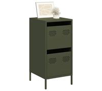 GeenYuu Buffet Vert Olive en Acier laminé à Froid 35x39x73,5 cm avec 2 tiroirs, Meuble de Rangement Multifonction pour Salon, Cuisine, Bureau, entrée, Couloir, Rangement organisé