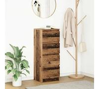 GeenYuu Buffet Vieux Bois en Bois d'ingénierie 37,5x35x99 cm avec 4 tiroirs, Meuble Rangement Multifonction pour Salon Salle à Manger entrée Bureau, Armoire Console vaisselier Pratique et Stable