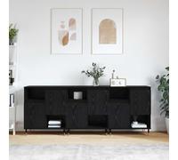 GeenYuu Buffets 3 pcs chêne Noir avec Portes, étagère Robuste 60 x 35 x 70 cm, Meuble Rangement Salon Salle à Manger, Buffet bahut vaisselier Enfilade Console Commode