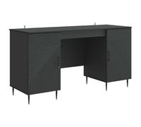 GeenYuu Bureau avec étagère Noir en Bois d'ingénierie 142,5 x 50 x 75 cm, Meuble de Rangement Compact pour Poste de Travail Informatique, Bureau secrétaire pour télétravail, étude, Salon ou Chambre