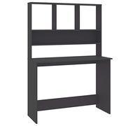 GeenYuu Bureau avec étagères Gris 110 x 45 x 157 cm Table de travail en bois peu encombrant avec espace de rangement, étagère, tiroir, étagère pour bureau à domicile, bureau, chambre d'adolescent, PC
