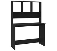 GeenYuu Bureau avec étagères - Noir - 110 x 45 x 157 cm - En bois - Peu encombrant - Avec espace de rangement et étagère - Pour bureau à domicile, bureau, salle d'étude, chambre d'adolescent, PC, jeu