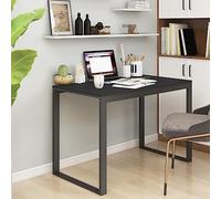 GeenYuu Bureau d'ordinateur Noir en Bois d’ingénierie et métal Enduit de Poudre 110x60x73 cm, Table Poste Travail Compact pour télétravail et étude