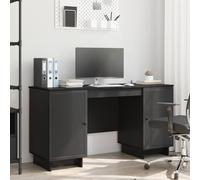 GeenYuu Bureau noir en bois 142,5 x 50 x 75 cm avec étagère, espace de rangement pour bureau, bureau, bureau, ordinateur portable, PC, table de travail ergonomique, peu encombrant