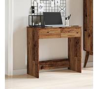 GeenYuu Bureau Style Vieux Bois Bois d'ingénierie 80x40x75 cm avec tiroirs Rangement Compact pour Poste Travail Informatique télétravail étude Maison Chambre Salon Gamer étudiant