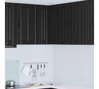GeenYuu Cabinet d'angle Mural Lucca en Bois d'ingénierie Noir 57 x 57 x 80 cm avec 2 Portes, étagères Robustes pour Rangement Cuisine, Placard Pratique et Design Moderne pour intérieur