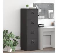 GeenYuu Cabinet de Dossier Noir en Acier laminé à Froid 45,5 x 42 x 139 cm avec 4 tiroirs sécurisés et étagères coulissantes pour Bureau, Rangement Durable et Fonctionnel