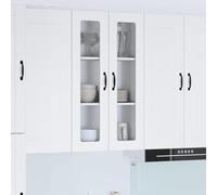 GeenYuu Cabinet en Verre Mural Lucca Blanc 60 x 31 x 100 cm Bois d'ingénierie Meuble Armoire Rangement Cuisine Buffet vaisselier Placard Pratique et Durable pour intérieur