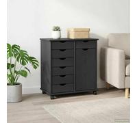 GeenYuu Cabinet Roulant Gris en Bois de pin Massif 63,5 x 39 x 65,5 cm avec 7 tiroirs et 1 étagère, Meuble de Rangement Polyvalent pour Bureau, Salon, Chambre, Atelier, Garage