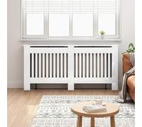 GeenYuu Cache-radiateur blanc brillant en bois 172 x 19 x 81,5 cm avec étagère, design à lattes verticales pour un flux de chaleur efficace, protection pour enfants et animaux domestiques dans le