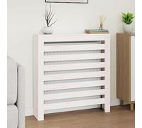 GeenYuu Cache-radiateur blanc en pin massif 79,5 x 19 x 84 cm avec étagère et design moderne à lamelles pour salon, salle de bain, chambre à coucher et cuisine
