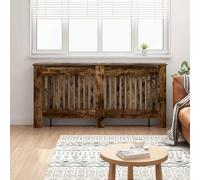 GeenYuu Cache-radiateur en bois chêne fumé 172 x 19 x 81,5 cm avec design à lattes verticales, espace de rangement, protection pour enfants et animaux domestiques