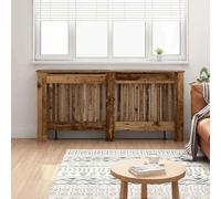 GeenYuu Cache-radiateur en bois vieilli 172 x 19 x 81,5 cm avec étagère, design à lattes verticales pour un flux de chaleur efficace et animaux domestiques