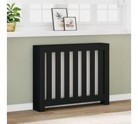 GeenYuu Cache-radiateur noir en bois 104 x 20 x 82 cm avec design à lattes, étagère pratique, support mural, convient pour salon, salle de bain, chambre à coucher, cuisine, accessoires de radiateur
