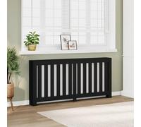 GeenYuu Cache-radiateur noir en bois 175 x 20 x 82 cm avec design moderne à lattes, étagère pratique, support mural, convient pour salon, salle de bain, chambre à coucher, cuisine