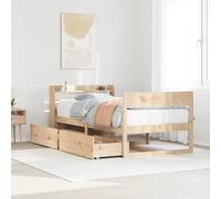 GeenYuu Cadre de lit 90x190 cm en Bois de pin Massif avec sommier à Lattes, tiroirs de Rangement intégrés, tête de lit autoportante, Meuble Chambre Adulte Enfant pour Couchage Confortable