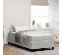 GeenYuu Cadre de lit avec Matelas Gris Clair 90 x 190 cm en Tissu tapissier, sommier à Lattes Bois d'ingénierie pour Chambre Adulte ou Enfant, Meuble Plateforme Stable et Confortable