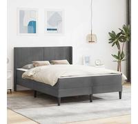 GeenYuu Cadre de lit avec Matelas Gris foncé 160 x 200 cm Velours, literie Ergonomique Ferme, sommier à Lattes, Soutien Dos Optimal pour Chambre Adulte, Nuit Repos Confortable et Relaxation