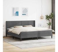 GeenYuu Cadre de lit avec Matelas Gris foncé 180 x 200 cm en Velours, sommier à Lattes, Matelas à Ressorts ensachés, Housse Respirante, literie Ergonomique pour Chambre Adulte
