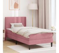 GeenYuu Cadre de lit avec Matelas Rose 90 x 190 cm en Velours, sommier à Lattes, literie Ergonomique pour Chambre Adulte, Mousse à mémoire, Soutien Ferme pour Sommeil et Relaxation