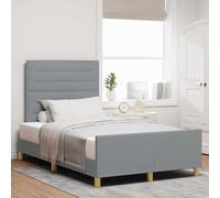 GeenYuu Cadre de lit avec tête de lit Gris Clair en Tissu 120 x 190 cm avec sommier et Pieds en métal, Structure Robuste pour Chambre Adulte ou Enfant, Design capitonné élégant et Confortable