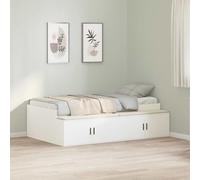 GeenYuu Cadre de lit avec tiroir Blanc 90 x 200 cm en Bois d'ingénierie avec sommier à Lattes, Meuble de Chambre Adulte et Enfant, Rangement intégré pour draps et Accessoires