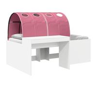 GeenYuu Cadre de lit blanc rose en bois 203 x 142 x 75 cm avec sommier à lattes et espace de rangement, meuble de chambre moderne, bureau inclus, pour 2 personnes, construction stable
