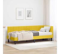 GeenYuu Cadre de lit d'angle avec matelas en velours jaune avec tête de lit réglable, lot de 2 pièces, cadre en contreplaqué, 204 x 84 x 72 cm, chambre moderne, confort et style