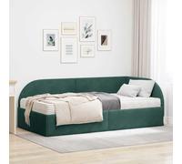 GeenYuu Cadre de lit d'angle avec matelas vert en velours avec tête de lit - Meuble de chambre moderne - 204 x 104 x 72 cm - Cadre en contreplaqué compact et confortable - Lit simple 200 x 100 x 17 cm