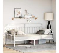 GeenYuu Cadre de lit de Jour Blanc 100 x 200 cm en Acier Enduit de Poudre avec sommier à Lattes, Cadre métal Robuste pour Chambre Adulte ou Enfant, Meuble Multifonction canapé lit Plateforme