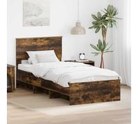 GeenYuu Cadre de lit en chêne fumé - 120 x 123 cm - En bois - Ensemble de meubles - Aménagement paysager - Salon de séjour - Table - Chaise, banc, canapé, fauteuil, armoire