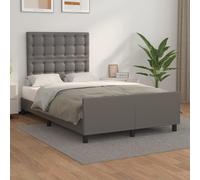 GeenYuu Cadre de lit Gris 120x190 cm en Similicuir avec tête de lit réglable, Lattes en Bois, Pieds Robustes, sommier intégré pour Chambre Adulte Enfant, Support Stable et Design tapissier capitonné