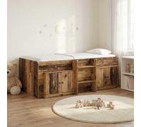 GeenYuu Cadre de lit Mezzanine en Bois Ancien avec Armoire 3 pièces, sommier à Lattes intégré, Rangement optimisé pour Chambre Studio, Adulte et Enfant, Design Compact et Fonctionnel