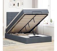 GeenYuu Cadre de lit Ottoman avec Matelas Gris foncé 120x190 cm Velours sommier tapissier avec Rangement tiroir Coffre pour Chambre Adulte Enfant avec Structure métal Bois capitonné Confortable