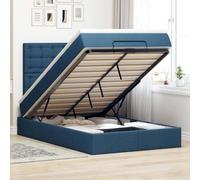 GeenYuu Cadre de lit Ottoman Bleu 120x200 cm avec Matelas à Ressorts ensachés, sommier à Lattes, Rangement sous lit, Tissu Polyester Durable, Structure métal Bois, tête et Pied rembourrés