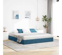 GeenYuu Cadre de lit Ottoman Bleu foncé 180 x 200 cm en Velours avec sommier tapissier, Rangement Coffre escamotable, Structure métal Robuste pour Chambre Adulte