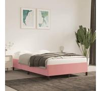 GeenYuu Cadre de lit Rose en Velours 120x190 cm avec Lattes en contreplaqué et Pieds en Bois Massif pour Chambre Adulte Enfant, sommier tapissier capitonné Confortable et Stable
