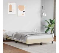 GeenYuu Cadre de lit sans matelas, crème, 120 x 190 cm, en cuir synthétique, lit capitonné, avec sommier à lattes, stable, pour chambre à coucher, design moderne