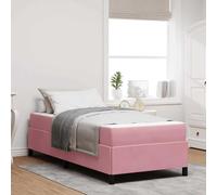 GeenYuu Cadre de lit tapissier avec Matelas Rose 90 x 200 cm en Tissu, Cadre Bois d'ingénierie avec Lattes métal, sommier Plateforme pour Chambre Adulte Enfant