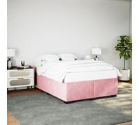 GeenYuu Cadre de lit tapissier Rose 140x190 cm Velours avec sommier à Lattes Bois et Pieds Stables pour Chambre Adulte Enfant, Meuble Couchage Confortable et Structure Durable
