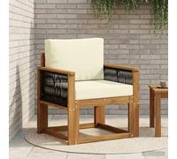 GeenYuu Canapé central d'extérieur en bois d'acacia massif naturel, canapé de jardin résistant aux intempéries avec coussins, salon modulaire pour terrasse, balcon, véranda et jardin d'hiver pour se