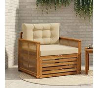 GeenYuu Canapé central d'extérieur en bois d'acacia massif naturel, résistant aux intempéries, canapé de jardin avec coussins, salon modulaire pour terrasse, balcon, véranda et jardin d'hiver pour se