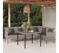 GeenYuu Canapé de Jardin extérieur en résine tressée Gris avec Coussins Anthracite, Forme en L 220x162x79,5 cm, Cadre Acier Enduit, siège Confortable pour terrasse, Balcon, Patio, Salon détente