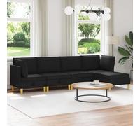 GeenYuu Canapé modulaire avec Rangement 5 pièces en Tissu Noir, Ensemble mobilier Salon modulable avec Coussins Amovibles, Design Contemporain, Grand Espace de Rangement