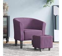 GeenYuu Chaise Cabriolet Violet en Tissu avec Repose-Pied, Fauteuil Confortable pour Salon Bureau Chambre, Dossier et accoudoirs rembourrés, siège Durable et Stable, idéal pour Lecture et détente