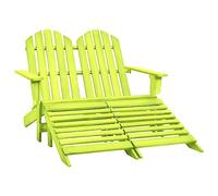 GeenYuu Chaise de Jardin Adirondack 2 Places en Sapin Massif Vert avec Repose-Pieds Amovibles, Fauteuil Confortable pour terrasse, Patio, Balcon, mobilier extérieur Durable et Stable