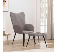 GeenYuu Chaise de Relaxation Taupe en Tissu avec Tabouret, Fauteuil Confortable pour Salon Chambre Bureau, siège rembourré avec accoudoir et Dossier Ergonomique pour détente et Repos